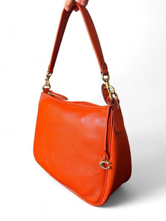 Coach Handbags - Authentic Coach Cary Soft Pebble Leather Shoulder Bag – Orange